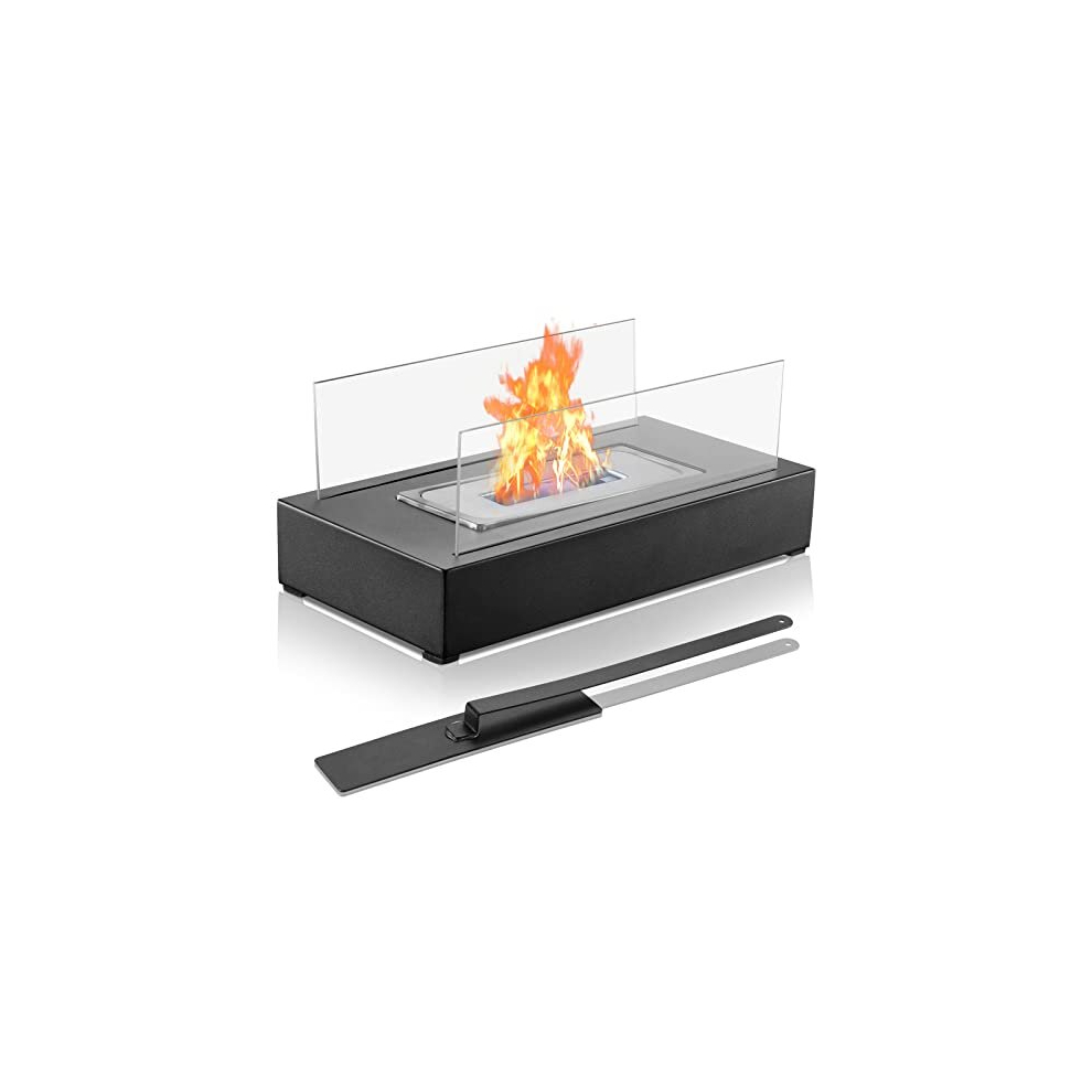 Tabletop Fireplace Bioethanol Fireplace Bio Ethanol Table Top Fire Pit with Side Glass Portable Table Top Heater for Indoor Outdoor Patio Parties