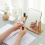 360-Degree Rotating Wooden Table Vanity Mirror, 22 x 23.5 cm Rectangular Makeup/Shaving Mirror with Stand 4