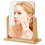 360-Degree Rotating Wooden Table Vanity Mirror, 22 x 23.5 cm Rectangular Makeup/Shaving Mirror with Stand 1