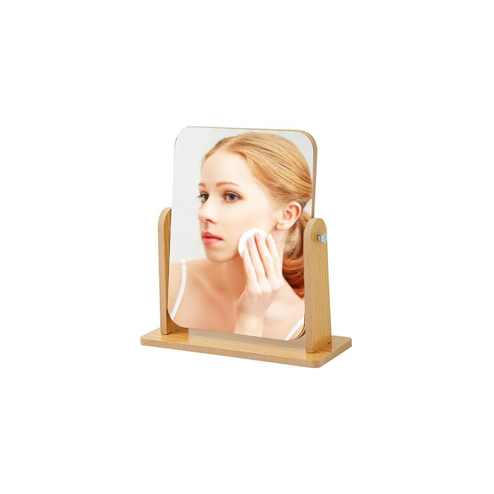 360 Rotation Portable Table Desk Countertop Bathroom Mirrors 22 X 23.5CM Shaving Make Up Mirror with Stand High Clear Rectangular Mirror Free
