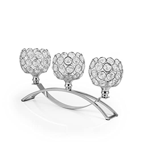 3 Arms Crystal Candle Holders,Arch Crystal Tealight Candle Holder Table
