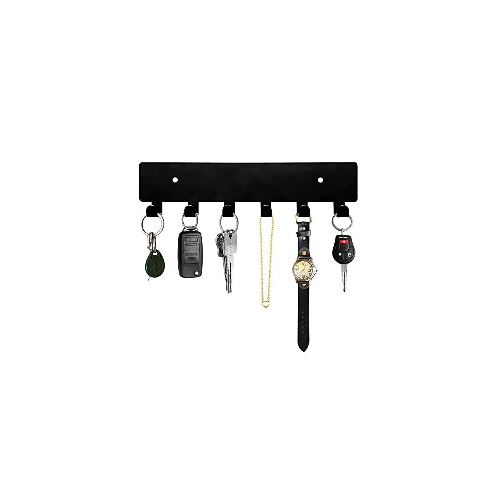 Key Holder for Wall, Key Hooks with 6 Hooks, Wall Mounted Key Holder for Hallway, Self Adhesive Key Rack(Black)