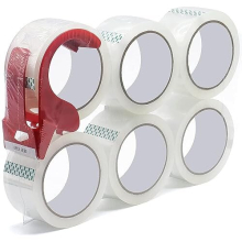 No Bubble Clear Secure and Sticky Packing Tape,Heavy Duty Packaging Tape for Moving, Parcels Sealing, Shipping, 6 Rolls +1 Dispenser, 45mic x 48mm x
