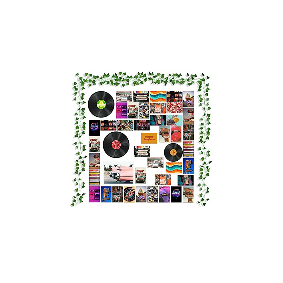 48Pcs Retro Record Aesthetic Picture for Wall Collage, Indie Room Decor, Art Posters for Dorm Wall Decor, Wall Art Prints for VSCO Girls Boys, Party