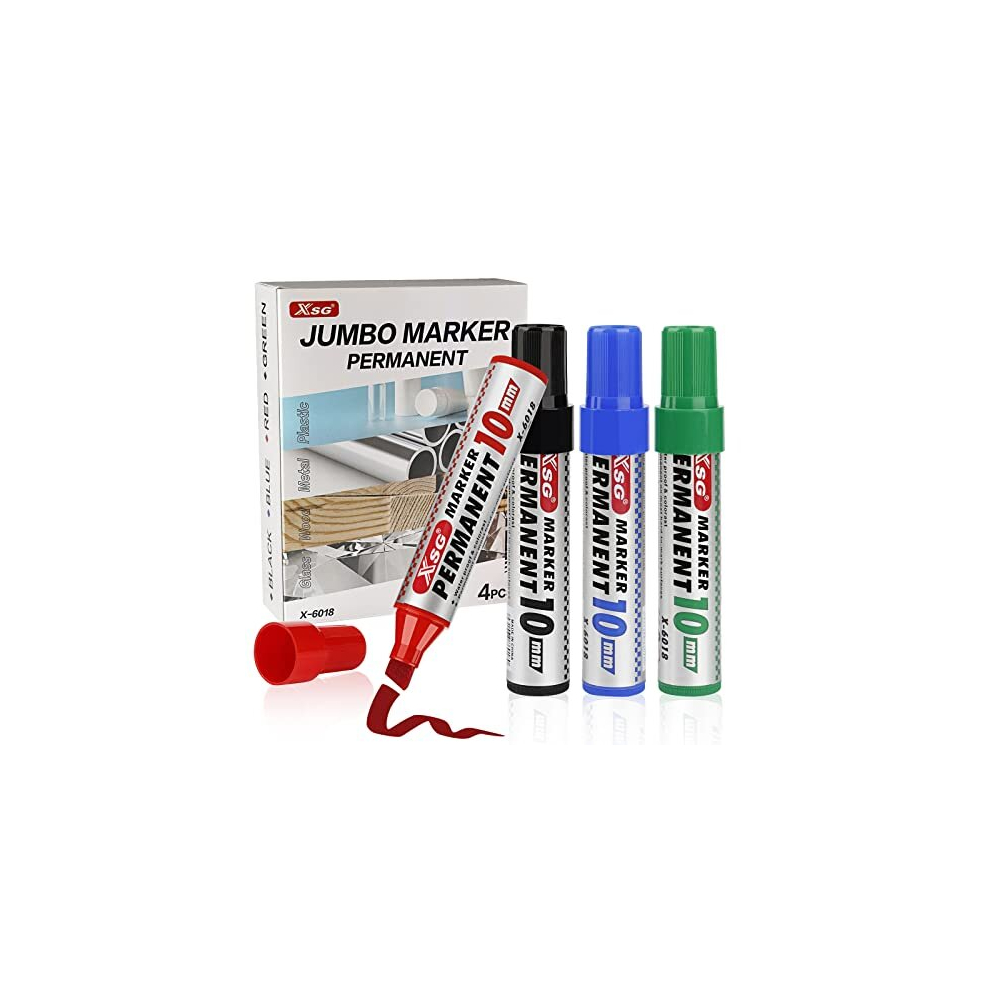 Permanent Marker Pens, Assorted Ink Colours Acrylic Paint Marker Broad, chisel tip 10 mm JUMBO Size Permanent Marker for Plastic,Stone,Wood,Metal and