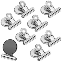 8 Pack Silver Magnetic Clips, Strong Magnetic Clips for Fridge, Whiteboard, 31mm Magnetic Bulldog Clips, Fridge Magnet for Photo, Note, File
