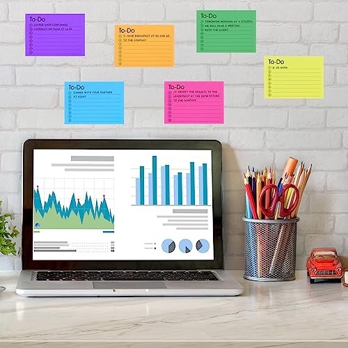 Bewudy 6 Pack To Do List Sticky Notes Pad, 300 Sheets Colors Self Stick - View #2