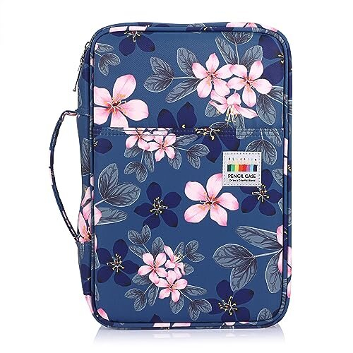 300 Slots Pencil Case Pencil Wrap for Colored Pencils, Large Capacity Pencil Holder Pen Pouch Bag Stationery Organizer Case, Magnolia Flower Pattern