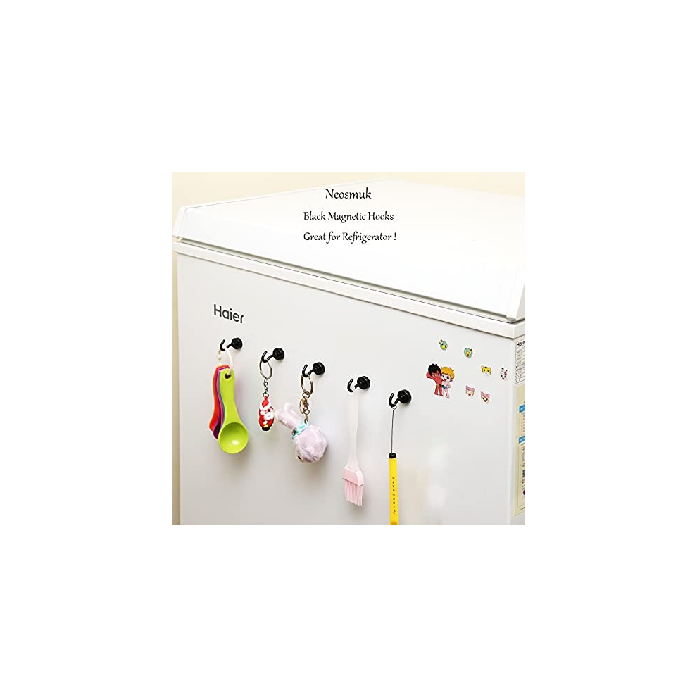 Black Magnetic Hooks, 22 Lb+ Heavy Duty For Fridge, Extra Strong Super Cruise Hook For Hanging, Magnetic Hanger For Curtain, Grill, Towel, Ceiling 5014286088671