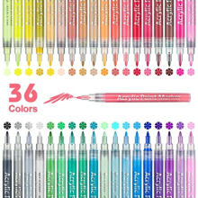 36 Colors Acrylic Paint Pens Markers for Rock Painting, Glass, Stone, Ceramic, Wood, Fabric, Canvas, Art Supplies - Extra Fine Tip 0.7mm for Christmas