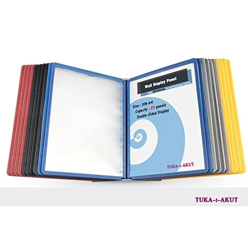 Wall Display Panel System 20 Panels A4, Wall Lectern Display Panel Display Board System, for Storing Consultation and Presentation Documents. Assorted 2