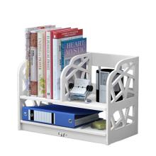 Wood Desk Storage Shelf White Bookcase, 2 Tier Small Bookshelf Desktop Display Storage Organiser Rack Shelves Stand Counter Top Multi-use Bookcase for