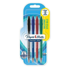 Flexgrip Ultra Retractable Ballpoint Pens | Medium Point (1.0 mm) | Assorted Colours | 4 Count