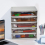 5 Drawer Desktop Storage Bin Unit, Mini Clear Plastic Desktop Unit Organizer, White Frame with Clear Drawers, Small Drawer Storage Container Case Box 6