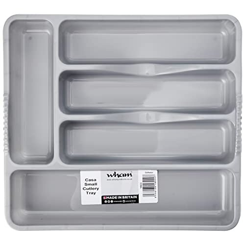 Wham Silver 5 Compartment Plastic Cutlery Holder Tray Drawer Organiser Rack 1