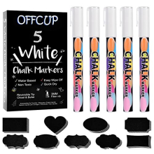 Chalk Pens, 5pcs Whiteboard Pens, 3mm White Board Markers Erasable Dry Erase Markers Whiteboard Markers With 58pcs Label Sticker Liquid Chalk Pens for