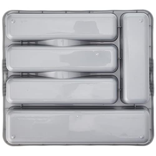 Wham Silver 5 Compartment Plastic Cutlery Holder Tray Drawer Organiser Rack 2