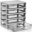 5 Drawer Desktop Storage Bin Unit, Mini Clear Plastic Desktop Unit Organizer, White Frame with Clear Drawers, Small Drawer Storage Container Case Box 4