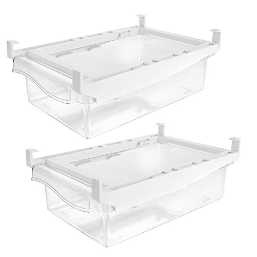 2 Pcs Fridge Drawers PullOut Storage, Plastic Fridge Organisers