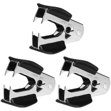 Staple Remover with Steel Jaw, 3 Pack Staple Puller Removals Tool with Safety Lock Wide Finger Grip for School Office Home, Black