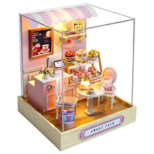 DIY Wooden DollHouse Kit,Dollhouse Miniature with Furniture and Dust Cover Handmade Crafts Miniature Dolls House kit for Teens Adult Gift (Sweet Talk)