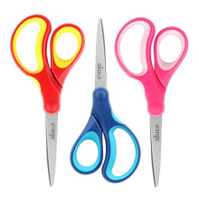 7" Left and Right Handed School Stationery Scissors, Sharp Stainless Steel Pointed Tip Blades Crafting Shears for Kids Childrens Students Adult Office