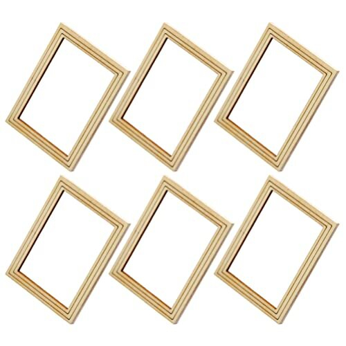 6pcs Mini Picture Frames Dollhouse Wooden Miniature Photo Frame Dolls