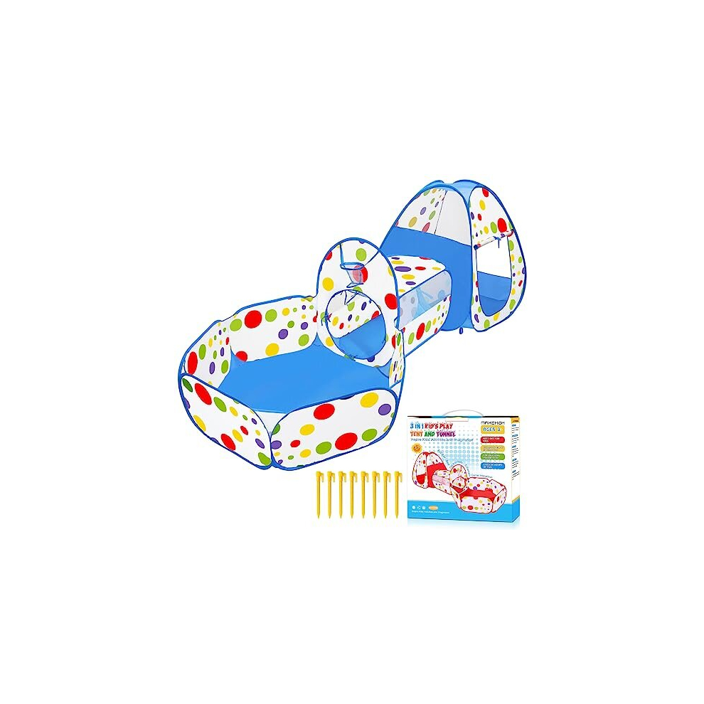 Kids Play Tent and Tunnel, 3 in 1 Pop Up Tent with Ball Pit Collapsible Garden Playhouse Indoor Outdoor Game Baby Boys Girls Children Toddler Gifts-image-OPC-PD788Q9-NEW