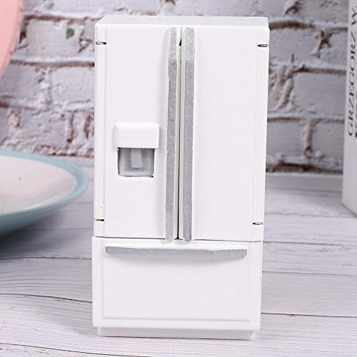 1 12 Double Deck Refrigerator Mini Birch Wooden Mini Fridge Refrigerator Dollhouse Kitchen Furniture for Doll House Decoration White on OnBuy