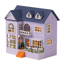 Diy Dolls House Kit,Miniature Dolls House Kit with Furniture and LED Lights,Handmade Crafts Diy Miniature Room Kit for Teens Adult Gift (Happy House)