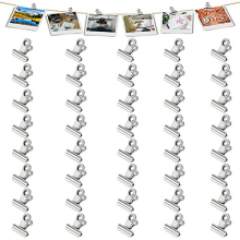 40Pcs Silver Binder Clips, 0.87 Inch(22mm) Metal Hinge Clips for Food Packages, Mini Picture Clips, Small Paper Clamps,Binder Clips, Photo File Paper