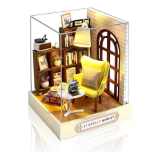 Miniature DIY Dolls House Kit for Beginners to Build, Wooden Doll house Kit with Furniture and Dust Cover, Handmade Crafts for Adults, Gift for