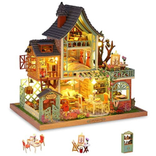 DIY Miniature Dolls House Kit for Adults to Build DIY Mini House Kit with Furniture Music, Make Your Own Craft House Model Father's Day(Happy Jungle