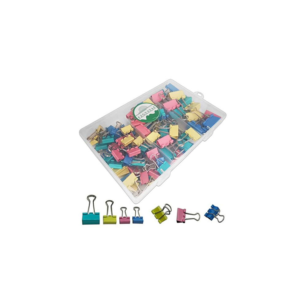 84Pcs Foldback Clips 15Mm 19Mm 25Mm Assorted Colours Paper Clamps Binder 5014286092203