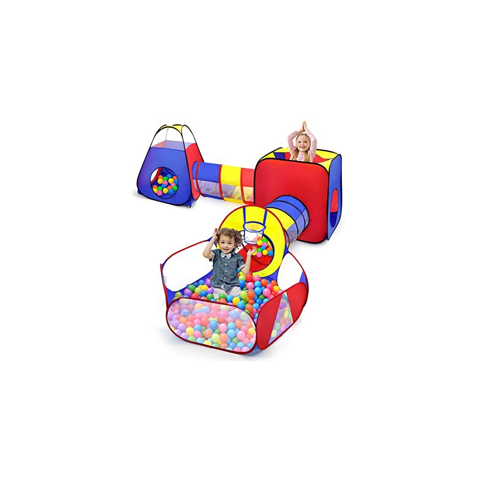 5 in 1 Pop Up Play Tent with Tunnel and Ball Pit for Kids, Foldable Playhouse for Indoor/Outdoor Crawling with Portable Storage Bag, Birthday Gift for-image-OPC-PD788XG-NEW