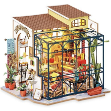 DIY Miniature Dolls House Kits to Build for Teens Adults, 3D Wooden Doll House Craft Gifts for Kids The Corner of Happiness