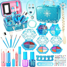 Kids Makeup Toy Set For Girls, Washable Real Makeup Kit With Nail Polish Eye-shadow Lipstick, Christmas Birthday Princess Gift for Little Girls Ages 3
