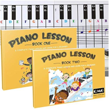 Piano and Keyboard Note Chart and Complete Color Note Piano Music Lesson and Guide Book 1 and Book 2 for Kids and Beginners; Designed and Printed in
