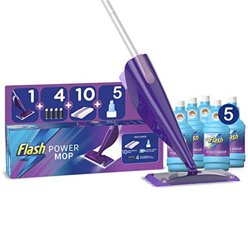 Powermop Starter Kit, All-In-One Dual Spray Mop + 10 Pads + Powermop ...