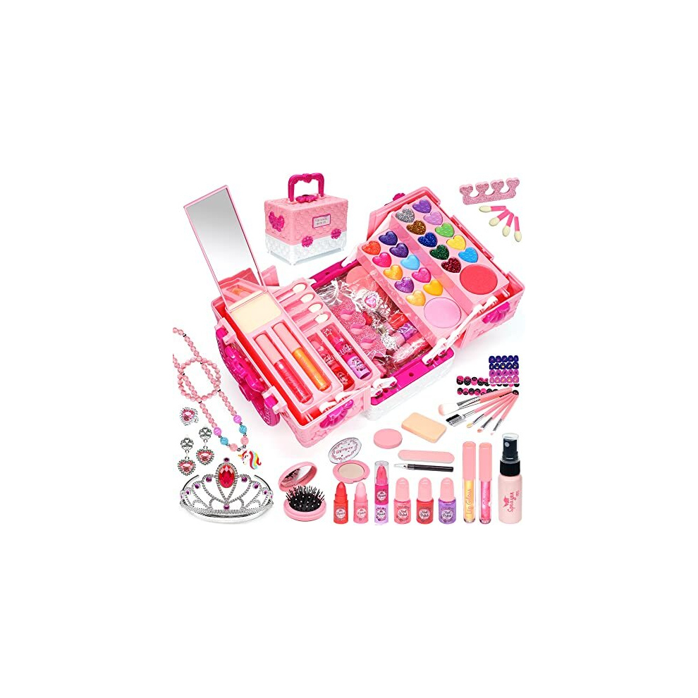 Kids Makeup Sets for Girls - 57 PCS Girls Toys, Washable Makeup for Children, Girls Make Up Set 4-12, Play Make Up for Kids Little Girls Princess,