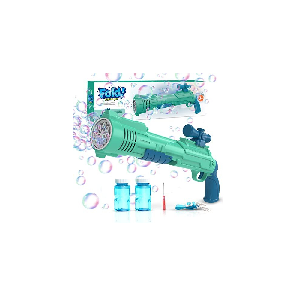 Rifle Bubble Gun, Automatic Bubble Machine Gun for Kids 10000+ Colored Bubbles/Min, 2 Bubble Solutions, Portable Bubble Machine Bubble Blower Toy with