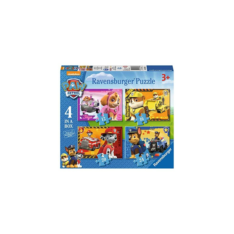 Paw Patrol - 4 in Box (12, 16, 20, 24 piece) Jigsaw Puzzles for Kids age 3 years and up