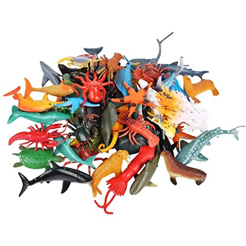 Sea Animals Figures Toys, 52PCS Plastic Sea Creatures Toys for Bath