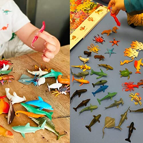 Sea Animals Figures Toys, 52PCS Plastic Sea Creatures Toys for Bath