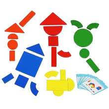 Wooden Magnetic Blocks Toys - Shape Pattern Building Block - large Tangram Puzzles for kids - Geometric Creative Development Toys Montessori Learning