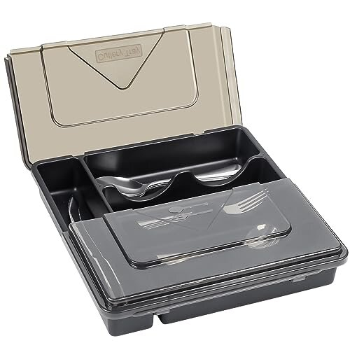 Cutlery Trays with Lids, Plastic Drawer Organiser Utensil Organiser for