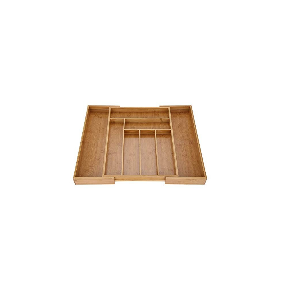 Greensen Expandable Natural Bamboo Cutlery Tray Organizer With 8 Compartments - Large Capacity Drawer Divider For Kitchen