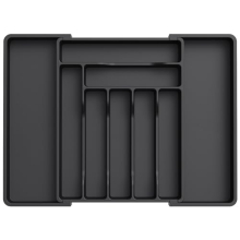Cutlery Drawer Organiser, Expandable Cutlery Tray for Kitchen Drawer, Adjustable Utensils and Silverware Holder, Plastic Flatware Spoons Forks Knives