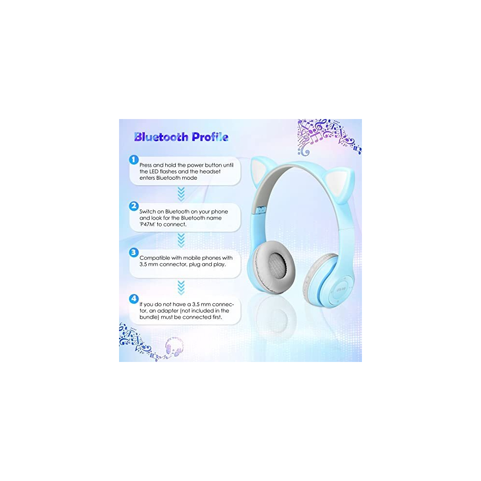 bluetooth-wireless-headphones-for-kids--cat-ear-led-light-headphones-with-microphone--over-ear-headphones-stereo-children-headset-tf-card-wired