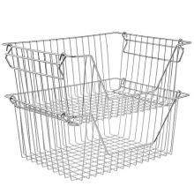 Stackable Wire Organizer Storage Baskets Fruit Vegetable Organization Pantry Cabinet Metal Bins for Organizing Fridge Freezer Kitchen Counter Bathroom